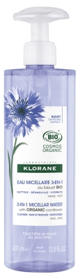 Klorane Bleuet Bio Eau Micellaire Visage Yeux Lèvres 400 ml