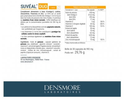 Densmore Suvéal Duo Vision 1 Mois 30 Capsules