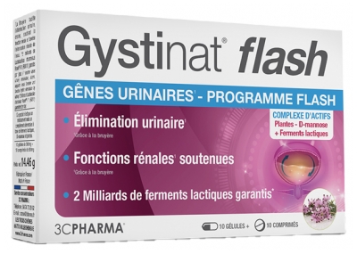 3C Pharma Gystinat Flash - Gênes Urinaires - 10 Gélules + 10 Comprimés