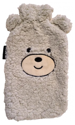 Calindoo Bouillotte Classique 1,5 L et sa Housse Ours - Couleur : Beige foncé