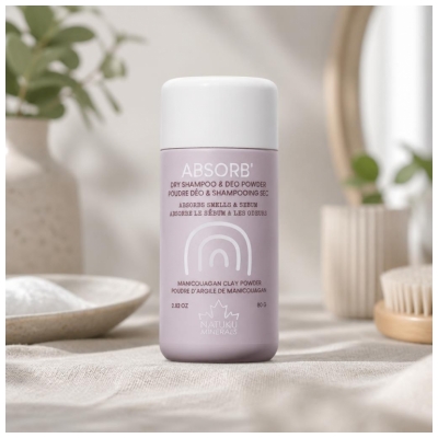 Natuku Minerals Absorb Déodorant et Shampoing Sec Argile de Manicouagan 80 g