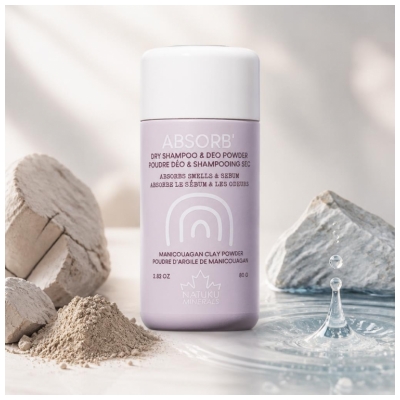 Natuku Minerals Absorb Déodorant et Shampoing Sec Argile de Manicouagan 80 g
