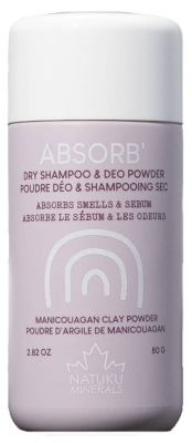 Natuku Minerals Absorb Déodorant et Shampoing Sec Argile de Manicouagan 80 g
