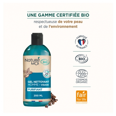 Naturé Moi Homme Gel Nettoyant Visage Extrait de Cascara Bio 200 ml