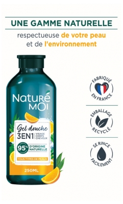 Naturé Moi Gel Douche 3 en 1 - Eau d'Orange Eucalyptus - Hydrate et Nourrit - Tous Types de Peau - 250 ml