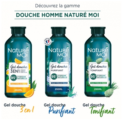 Naturé Moi Gel Douche 3 en 1 - Eau d'Orange Eucalyptus - Hydrate et Nourrit - Tous Types de Peau - 250 ml