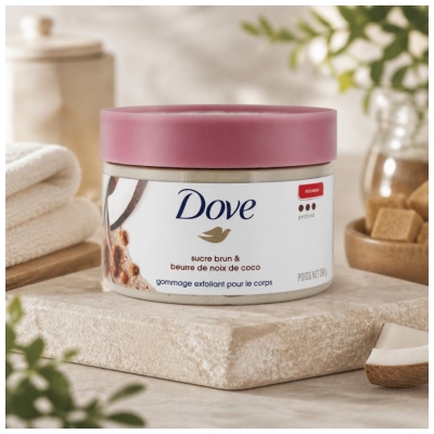 Dove Gommage Corps Profond Sucre Brun et Beurre de Noix de Coco 298 g