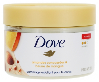 Dove Gommage Corps Modéré Amandes Concassées et Beurre de Mangue 298 g