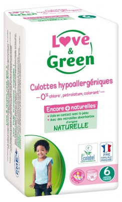 Love & Green Culottes Hypoallergéniques et Écologiques T6 X 16