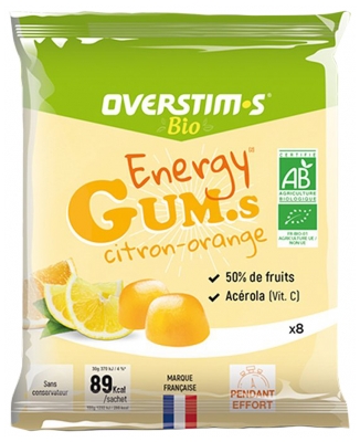 Overstims Energy Gums Bio Myrtille - Saveur : Citron - Orange