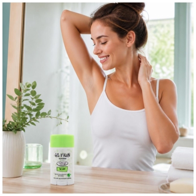 Gel d'Alun Déodorant en Gel Pierre d'Alun & Aloe Vera Parfum Thé Vert 50 ml