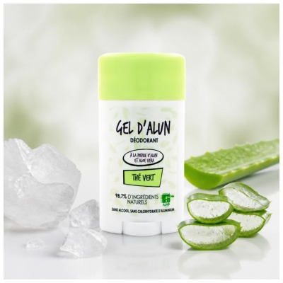 Gel d'Alun Déodorant en Gel Pierre d'Alun & Aloe Vera Parfum Thé Vert 50 ml