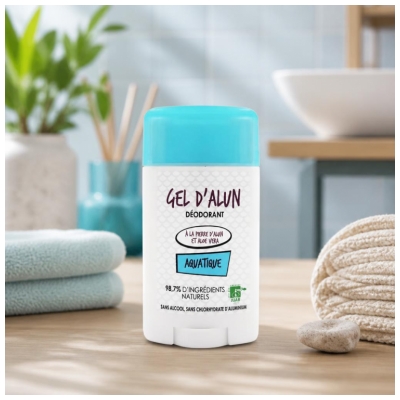Gel d'Alun Déodorant en Gel Pierre d'Alun & Aloe Vera Parfum Aquatique 50 ml