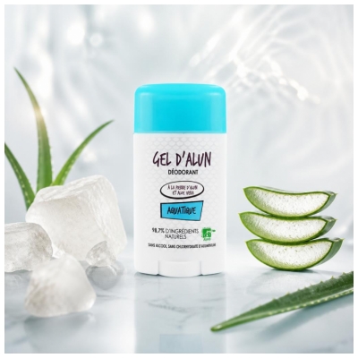 Gel d'Alun Déodorant en Gel Pierre d'Alun & Aloe Vera Parfum Aquatique 50 ml