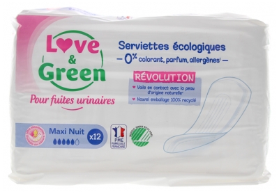 Love & Green Pour Fuites Urinaires Serviettes Hypoallergéniques et Écologiques 