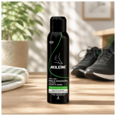 Akileïne Spray 3en1 Pieds et Chaussures Transpiration et Odeurs 150 ml