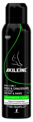 Akileïne Spray 3en1 Pieds et Chaussures Transpiration et Odeurs 150 ml