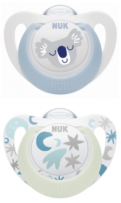 Nuk 2 Sucettes Starlight 0-6M Koala Bleu - Modèle : Koala/Nuit