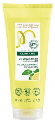 Klorane — Gel Douche au Beurre de Cupuaçu Bio — Zeste d'Agrumes — Tous Types de Peaux 200 ml