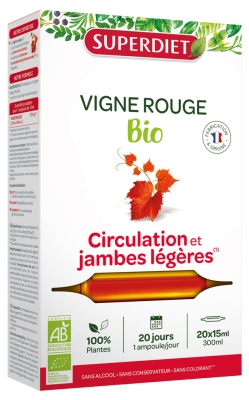Superdiet Vigne Rouge Bio - 20 Ampoules de 15 ml