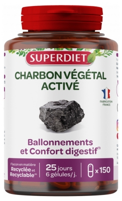 Superdiet Charbon Végétal - Maxi Pot - 150 Gélules