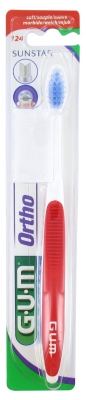 GUM Brosse à Dents Orthodontique - 124 - Couleur : Rouge
