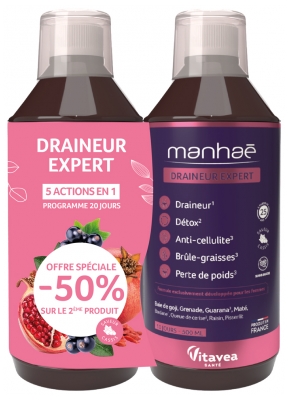Vitavea Manhaé Raineur Expert - Favorise Drainage & Perte de Poids 2 x 500 ml