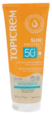 Topicrem Sun Protect Lait Solaire Hydratant Peaux Sensibles SPF50+ 200 ml