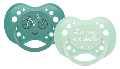 Dodie Sucette Anatomique +18M A88 Bleu X2 - Modèle : Vélo & La vie est belle