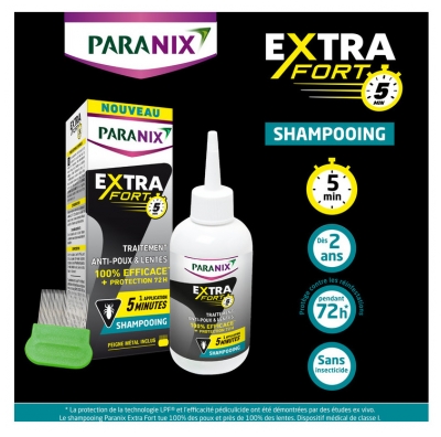 Paranix Extra Fort 5 Min Shampooing + Peigne 300 ml