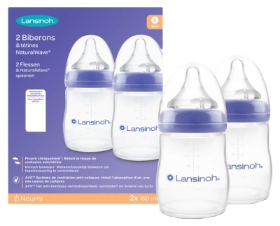 Lansinoh Biberon Natural Wave S 2 x 160 ml