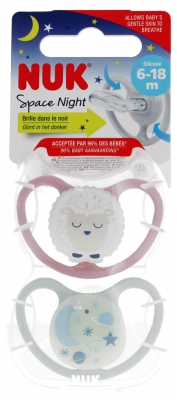 NUK 2 Sucettes Space 6-18M Nuit