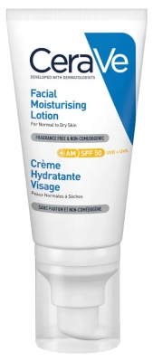 Cerave Crème Hydratante Visage SPF50 Peaux Normales à Sèches 52 ml