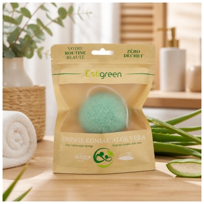 Estigreen Éponge Konjac Aloe Vera Hydratante