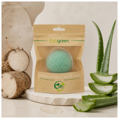 Estigreen Éponge Konjac Aloe Vera Hydratante