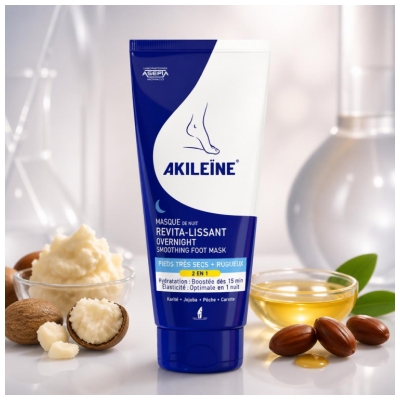 Akileïne Masque de Nuit Revita-Lissant Pieds Très Secs et Rugueux 100 ml
