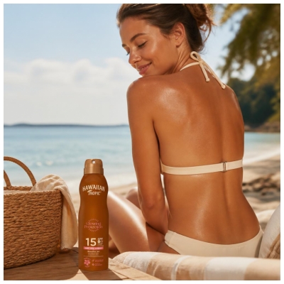 Hawaiian Tropic Spray Huile Sèche Solaire Glowing Protection Spf15 177 ml