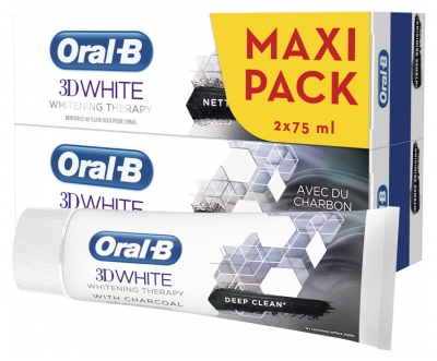 Oral-B 3D White Whitening Therapy Nettoyage Intense Charbon 2 x 75 ml