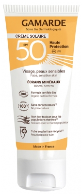 Gamarde Crème Solaire Visage Peaux Sensibles SPF50 Bio 40 ml