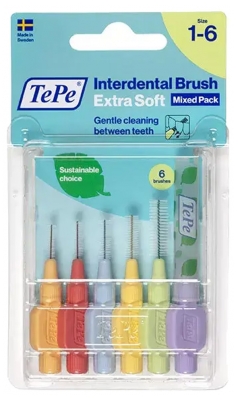 TePe Interdental Brush Brossettes Interdentaires Extra Souples Assortiment Taille 1 à 6