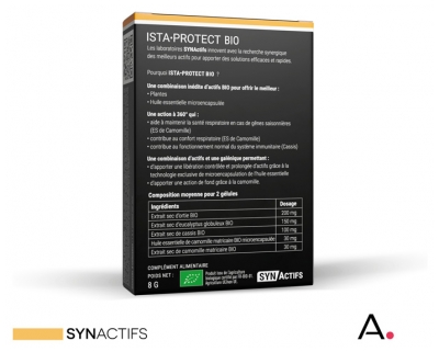 Synactifs Istaprotect® Bio - Respiration - Cassis Ortie Eucalyptus Camomille Huile Essentielle Camomille - 20 Gélules