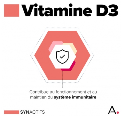 Synactifs D3 Protect® - Immunité - Vitamine D3 Magnésium et Zinc - 60 Gélules