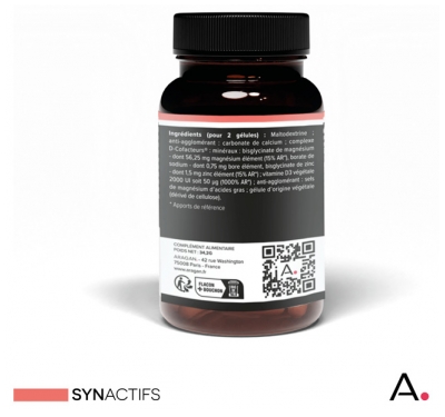 Synactifs D3 Protect® - Immunité - Vitamine D3 Magnésium et Zinc - 60 Gélules