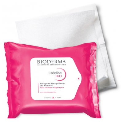 Bioderma Créaline Lingettes Démaquillantes Visage et Yeux Peau Sensible 25 Unités