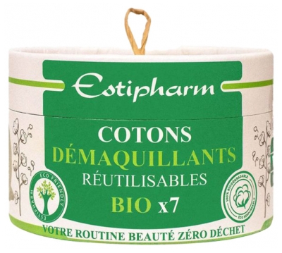Estigreen Ronds Démaquillants Réutilisables 7 Cotons + Filet de Lavage 