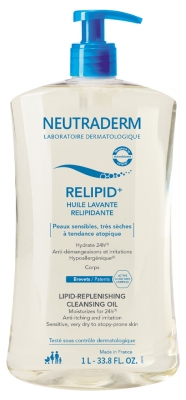 Neutraderm Relipid+ Huile Lavante Relipidante Peaux Sensibles et Très Sèches 1 L 