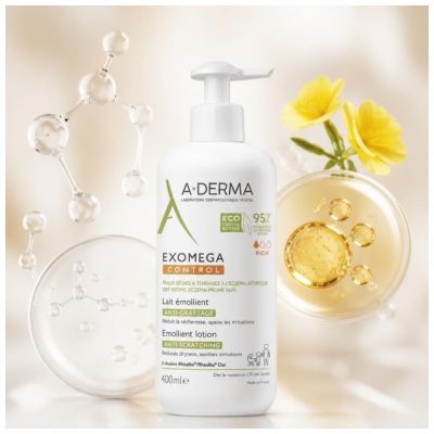 A-Derma Exomega — Control — Lait Émollient Anti-Grattage 400 ml