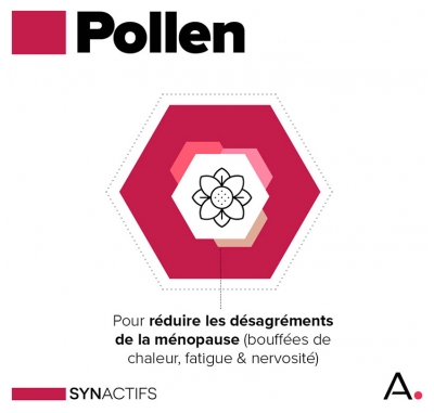 Synactifs Menoactifs® - Ménopause - Bouffées de Chaleur et Fatigue - Pollen Bio Coquelicot Bio et Goji Bio - 30 Gélules