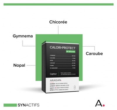 Synactifs Caloriprotect® - Minceur - Gymnema Poudre de Caroube Nopal Huile Essentielle de Mandarine - 60 Gélules