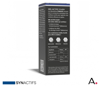 Synactifs Melactifs® Flash - Sommeil Adulte - Mélatonine Vitamine B6 Glycine - Spray 20 ml